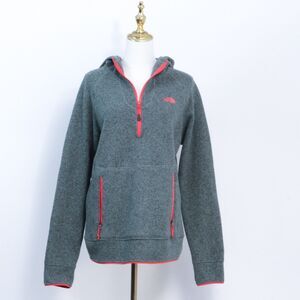 The North Face Women's 1/4 Zip Gray Polyester Pullover Hoodie w/ Pockets, Large